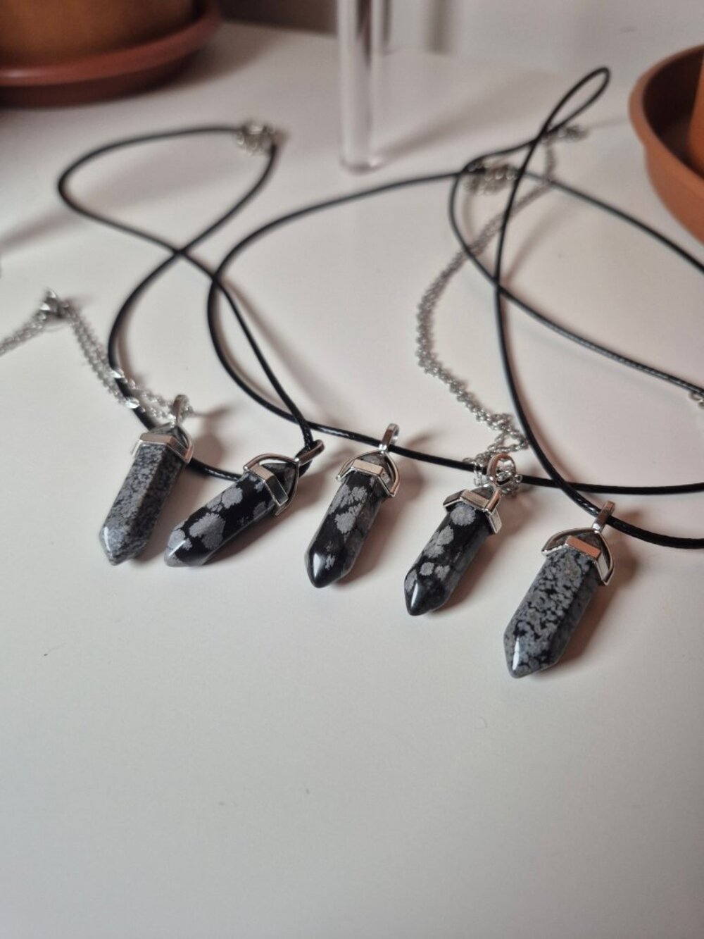 Snowflake Obsidian Necklaces - Picture 2 of 8